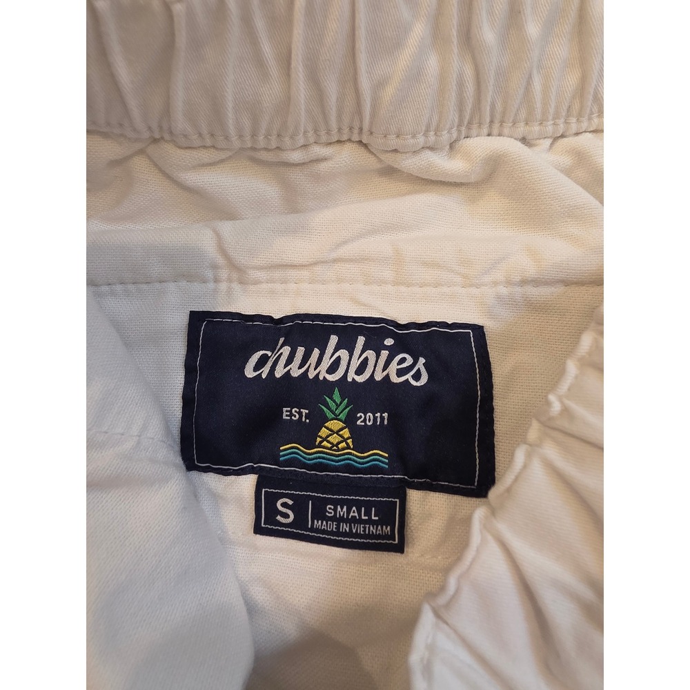 Chubbies Men's Small Originals Light Khaki Elastic Waist 7" Inseam Casual Shorts - Picture 2 of 4